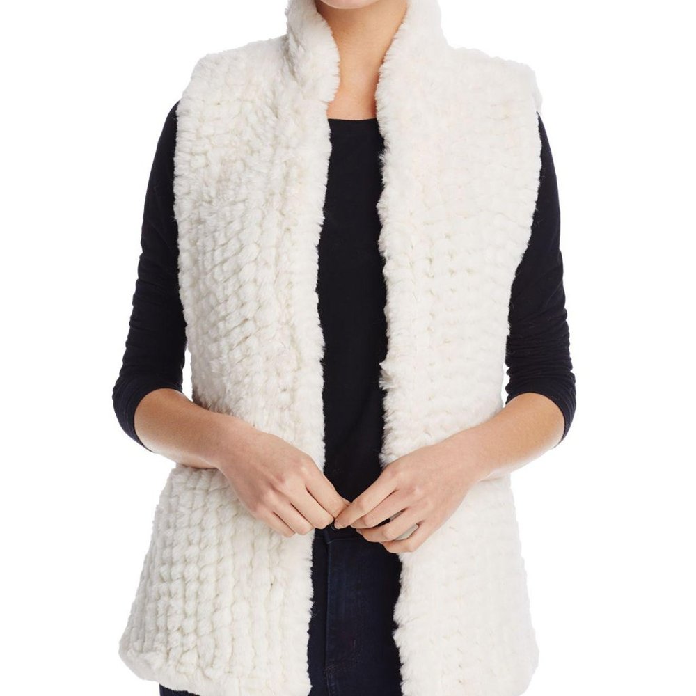 NWOT Aqua - White Faux Fur Vest - Small
